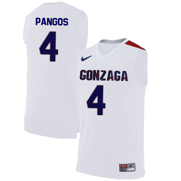 Men #4 Kevin Pangos Gonzaga Bulldogs College Basketball Jerseys-White